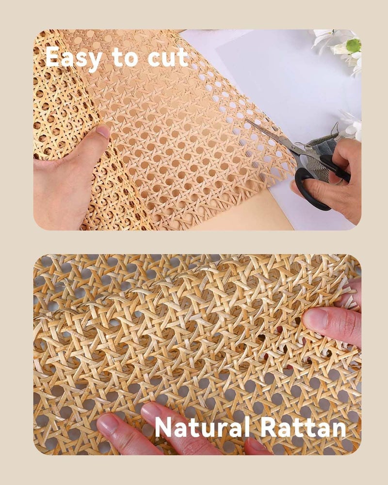 SIEAIGOO 16-inch Wide Rattan Webbing 40-inch Long (3.3 ft.) Rattan Webbing Rolls for Furniture, Chairs, cabinets, Ceilings, beds Rattan Projects Basket Weaving Supplies Open mesh Rattan - Image 5
